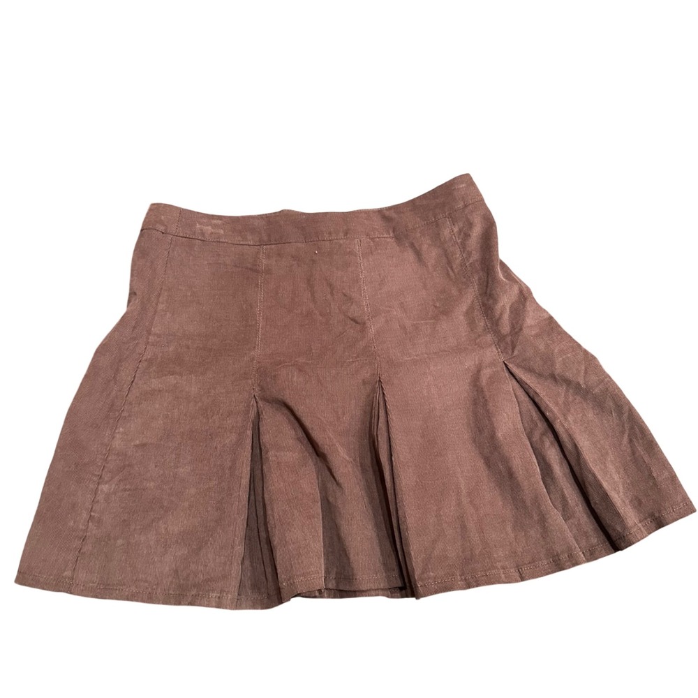 Eyeshadow Brown Corduroy Pleated Mini Skirt Womens Size 7 Dark Academia Preppy